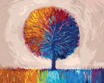 Malování podle čísel - BAREVNÝ STROM - 40x50 cm, bez rámu a bez vypnutí plátna