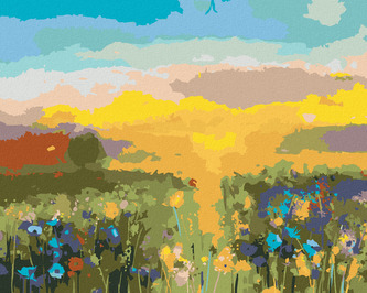 Malování podle čísel - BAREVNÁ ABSTRAKTNÍ LOUKA - 80x100 cm, bez rámu a bez vypnutí plátna