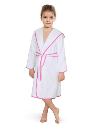 Froté župan - bílý s růžovou stuhou - vel. 3 - 5 let