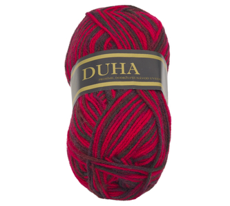Příze DUHA - červená, černá - 50g / 150 m