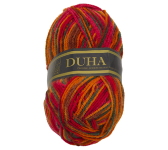 Příze DUHA - oranžová, hnědá, červená - 50g / 150 m