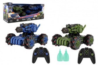 Tank RC 2ks plast 21cm tanková bitva 2,4GHz vypouštějící páru na bat. se světlem v krab. 57x24x24cm
