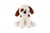 Pes/Pejsek sedící bílo-hnědý plyš 23cm v sáčku 0+