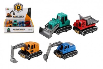 Auto stavební mini kov/plast 6-9cm na zpětné natažení 4 druhy - 1 kus Auto stavební mini kov/plast 6-9cm na zpětné natažení 4 druhy - 1 kus