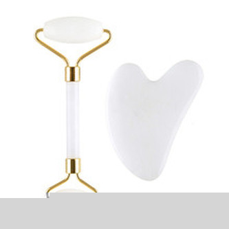 PALSAR7 Face-roller Masážní váleček a destička Guasha (bílý jadeit)