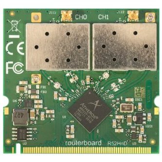 Karta Mikrotik R52HnD 802.11a/b/g/n High Power Dual Band MiniPCI, MMCX konektory Karta Mikrotik R52HnD 802.11a/b/g/n High Power Dual Band MiniPCI, MMCX konektory
