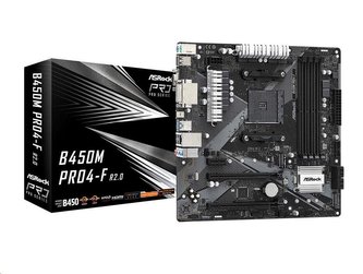 Základní deska ASRock Sc AM4 B450M PRO4-F R2.0, AMD Promontory B450, 4xDDR4, 1xHDMI, 1xDVI, 1xVGA, mATX