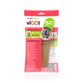 Kelímek BIO – 330 ml, 6 ks; papír, barva hnědá