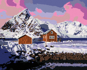 Malování podle čísel - ÚŽASNÁ KRAJINA LOFOTSKÝCH OSTROVŮ - 80x100 cm, vypnuté plátno na rám