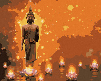 Malování podle čísel - BUDDHA S LOTUSY - 80x100 cm, vypnuté plátno na rám Malování podle čísel - BUDDHA S LOTUSY - 80x100 cm, vypnuté plátno na rám