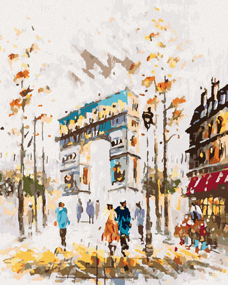 Malování podle čísel - VÍTĚZNÝ OBLOUK KRESLENÝ - 80x100 cm, bez rámu a bez vypnutí plátna