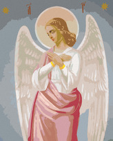 Malování podle čísel - ANDĚL V ČERVENÉM ROUCHU - 40x50 cm, vypnuté plátno na rám