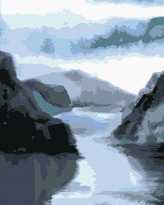 Malování podle čísel - KRAJINA V NORSKU - 40x50 cm, vypnuté plátno na rám