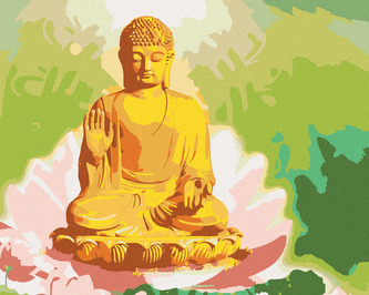 Malování podle čísel - BUDDHA V LOTOSU A ZELENÉ POZADÍ - 40x50 cm, vypnuté plátno na rám Malování podle čísel - BUDDHA V LOTOSU A ZELENÉ POZADÍ - 40x50 cm, vypnuté plátno na rám