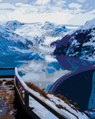 Malování podle čísel - NÁDRŽ MOOSERBODEN V KAPRUNU - 80x100 cm, bez rámu a bez vypnutí plátna