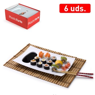 Podnos Sushi; bílá; 20,5x32,6x3,5 cm; plast