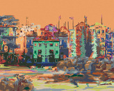 Malování podle čísel - BAREVNÉ DOMY - 40x50 cm, bez rámu a bez vypnutí plátna