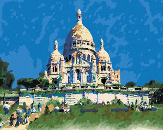 Malování podle čísel - SACRE COEUR V PAŘÍŽI - 80x100 cm, vypnuté plátno na rám