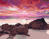 Malování podle čísel - PŘÍMOŘSKÁ KRAJINA S ČERVÁNKY - 80x100 cm, vypnuté plátno na rám