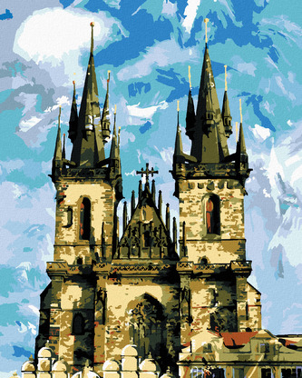 Malování podle čísel - KATEDRÁLA TÝNSKÝ CHRÁM PRAHA - 80x100 cm, vypnuté plátno na rám