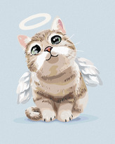 Malování podle čísel - KOČKA ANDĚL - 80x100 cm, bez rámu a bez vypnutí plátna