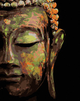 Malování podle čísel - BUDDHA NA ČERNÉM POZADÍ - 40x50 cm, vypnuté plátno na rám