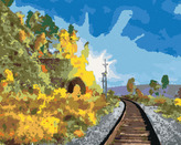 Malování podle čísel - LETNÍ KRAJINA S ŽELEZNICÍ - 80x100 cm, vypnuté plátno na rám