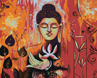 Malování podle čísel - BUDDHA NA ČERVENÉM POZADÍ II - 80x100 cm, vypnuté plátno na rám Malování podle čísel - BUDDHA NA ČERVENÉM POZADÍ II - 80x100 cm, vypnuté plátno na rám