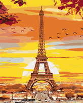 Malování podle čísel - EIFFELOVA VĚŽ V PODZIMNÍCH BARVÁCH - 40x50 cm, bez rámu a bez vypnutí plátna