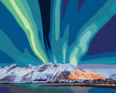 Malování podle čísel - HORA A POLÁRNÍ ZÁŘE - 40x50 cm, vypnuté plátno na rám