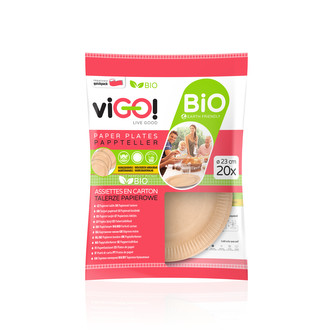 Tácek BIO – kruh 23 cm, 20 ks; papír, barva hnědá