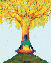 Malování podle čísel - JÓGA POD STROMEM - 40x50 cm, bez rámu a bez vypnutí plátna