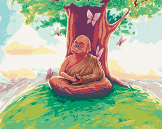 Malování podle čísel - BUDDHA SEDÍCÍ POD STROMEM UMĚNÍ - 80x100 cm, vypnuté plátno na rám Malování podle čísel - BUDDHA SEDÍCÍ POD STROMEM UMĚNÍ - 80x100 cm, vypnuté plátno na rám