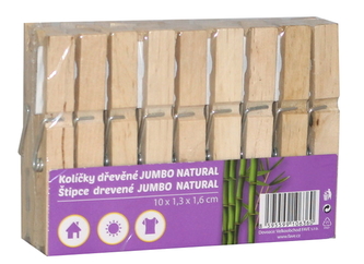 HP Kolíčky JUMBO 18 ks; 10x1,3x1,6 cm; dřevo