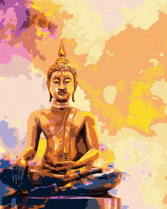 Malování podle čísel - ZLATÝ BUDDHA NA BAREVNÉM POZADÍ - 80x100 cm, vypnuté plátno na rám Malování podle čísel - ZLATÝ BUDDHA NA BAREVNÉM POZADÍ - 80x100 cm, vypnuté plátno na rám