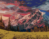 Malování podle čísel - POHÁDKOVÁ KRAJINA V ALPÁCH - 40x50 cm, bez rámu a bez vypnutí plátna
