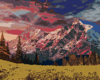 Malování podle čísel - POHÁDKOVÁ KRAJINA V ALPÁCH - 40x50 cm, bez rámu a bez vypnutí plátna