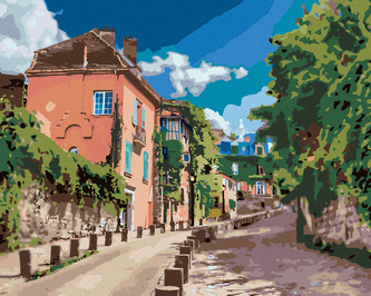 Malování podle čísel - ZELENÁ ULIČKA V PAŘÍŽI - 80x100 cm, vypnuté plátno na rám