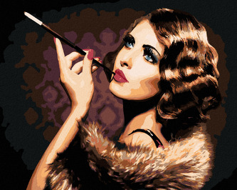 Malování podle čísel - ELEGANTNÍ ŽENA S CIGARETOU - 80x100 cm, vypnuté plátno na rám