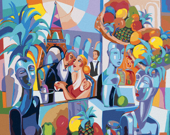 Malování podle čísel - ABSTRAKTNÍ RESTAURACE V PAŘÍŽI - 80x100 cm, vypnuté plátno na rám