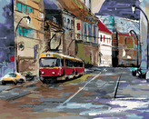 Malování podle čísel - PROJÍŽĎKA PO PRAZE - 40x50 cm, vypnuté plátno na rám