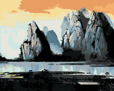 Malování podle čísel - HORSKÁ KRAJINA V ČÍNĚ - 40x50 cm, bez rámu a bez vypnutí plátna