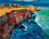 Malování podle čísel - VLNY NARÁŽEJÍCÍ DO SKAL - 40x50 cm, vypnuté plátno na rám