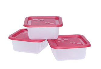 Dóza čtvercová, sada 3 ks; 13x13x5 cm; 0,55 l; plast