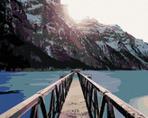 Malování podle čísel - KLÖNTHALERSEE V ZIMĚ S MŮSTKEM - 40x50 cm, vypnuté plátno na rám