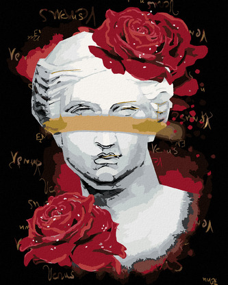 Malování podle čísel - VENUŠE S ČERVENÝMI RŮŽEMI - 40x50 cm, bez rámu a bez vypnutí plátna