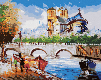 Malování podle čísel - POHLED NA PAŘÍŽSKOU ULIČKU - 80x100 cm, bez rámu a bez vypnutí plátna