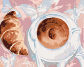 Malování podle čísel - KÁVA A CROISSANT V PAŘÍŽI - 80x100 cm, vypnuté plátno na rám