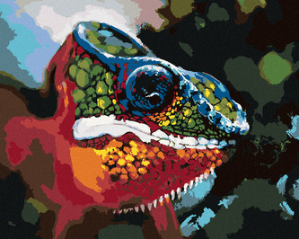 Malování podle čísel - ABSTRAKTNÍ BAREVNÝ CHAMELEÓN - 80x100 cm, bez rámu a bez vypnutí plátna
