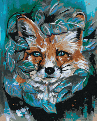 Malování podle čísel - LIŠKA S LISTY - 80x100 cm, vypnuté plátno na rám